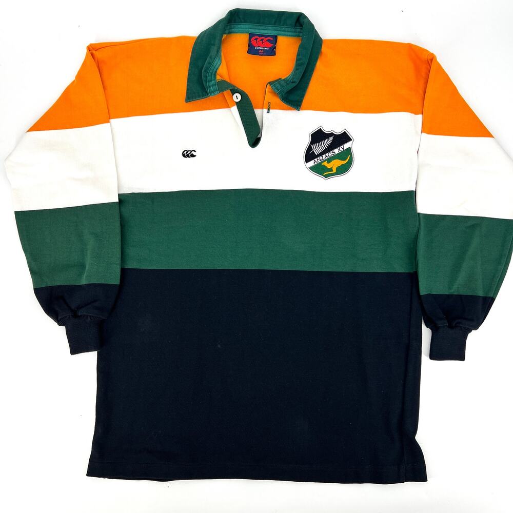 Vintage 90s Canterbury of New Zealand Rugby Jersey Orange White Green 110 cm